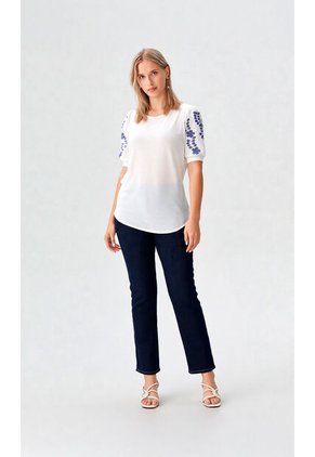 Blusa Para Mujer Manga Corta Blanco Marca L&H Ref. 1F412708