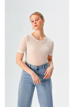 Camiseta Para Mujer Manga Corta Blanco Marca L&H Ref. 2J409117