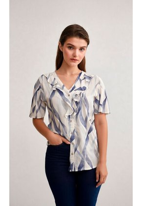 Blusa Para Mujer Manga Corta Azul Marca L&H Ref. 2J412279