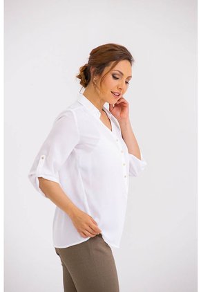 Blusa Para Mujer Manga 3/4 Blanco Marca LYH
