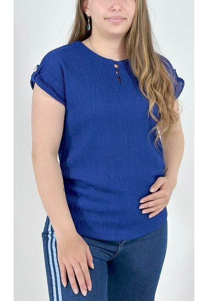 Camiseta Para Mujer Manga Corta Azul Marca L&H