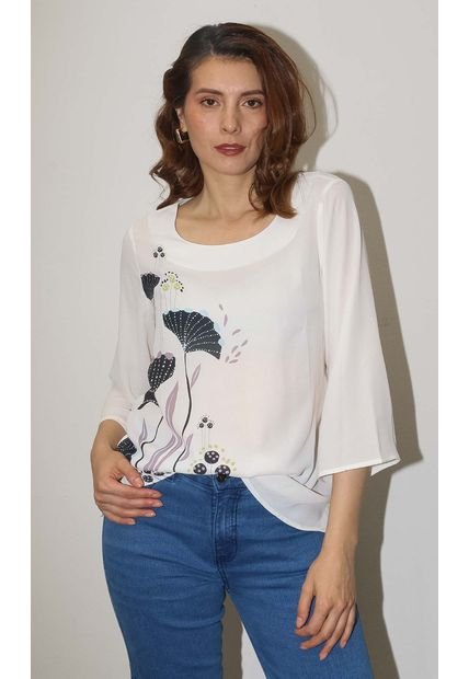 Blusa Para Mujer Manga 3/4 Negro Marca L&H