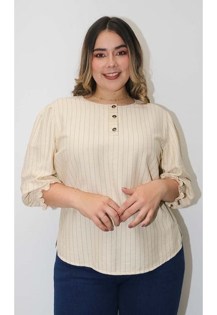 Blusa Para Mujer. Manga 3/4 Amarillo Marca L&H
