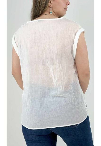 Blusa Para Mujer Manga Corta Crudo Marca L&H