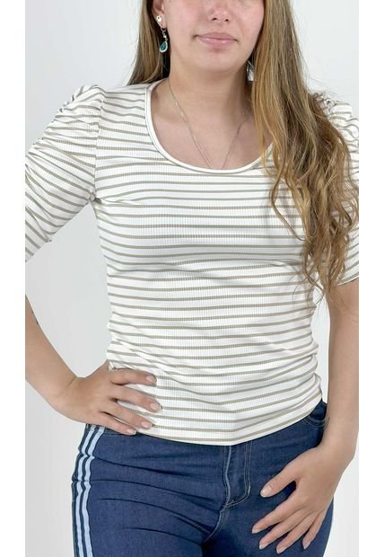 Camiseta Para Mujer Manga 3/4 Beige Marca L&H