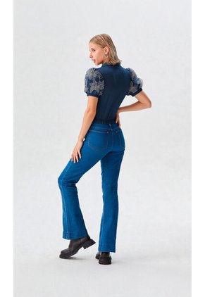 Blusa Para Mujer Manga Corta Azul Marca L&H Ref. 5P412270