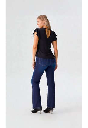 Blusa Para Mujer Manga Sisa Negro Marca L&H Ref. 4R412130