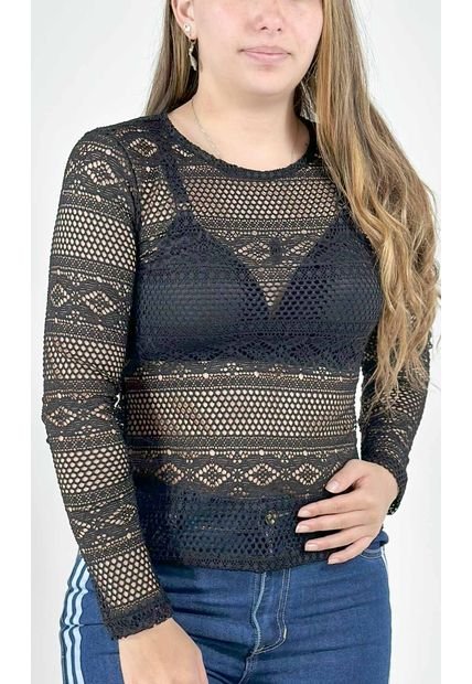 Camiseta Para Mujer Manga Larga Negro Marca L&H