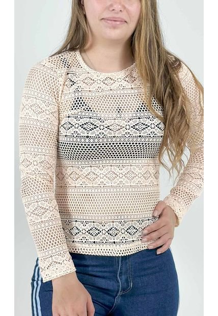 Camiseta Para Mujer Manga Larga Beige Marca L&H