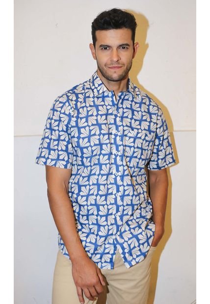 Camisa Para Hombre Manga Corta Azul Indigo Marca L&H