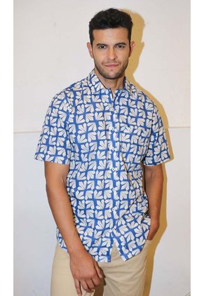 Camisa Para Hombre Manga Corta Azul Indigo Marca L&H