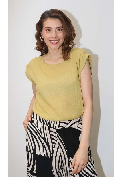 Blusa Para Mujer Manga Corta Mostaza Marca L&H