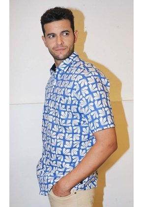 Camisa Para Hombre Manga Corta Azul Indigo Marca L&H