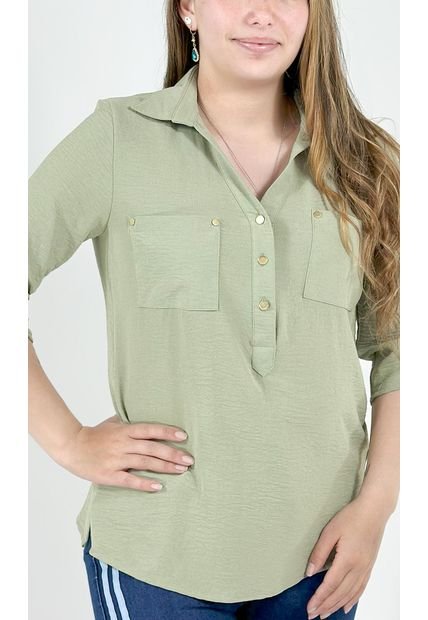 Blusa Para Mujer Manga 3/4 Verde Marca L&H