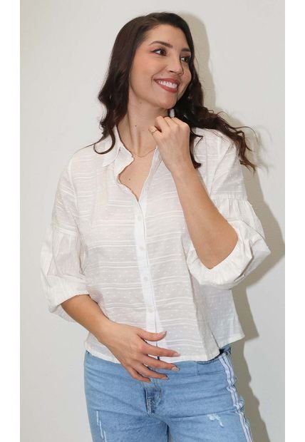 Blusa Para Mujer Manga 3/4 Blanco Marca L&H
