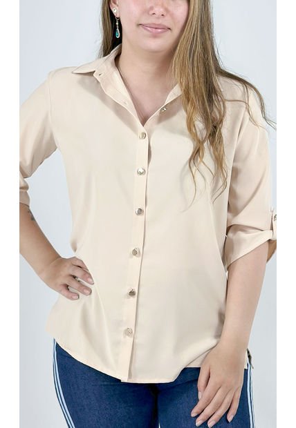 Blusa Para Mujer Manga 3/4 Beige Marca L&H
