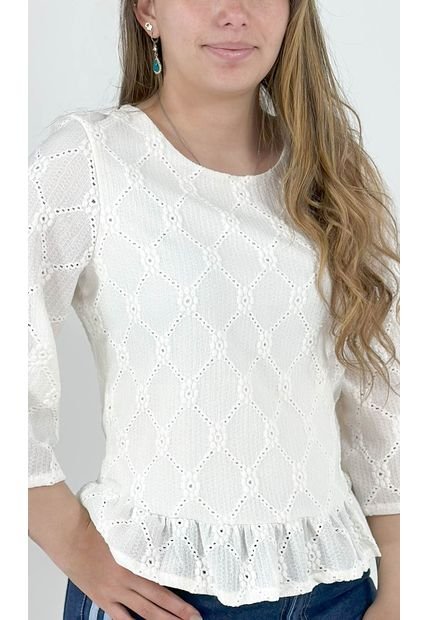 Blusa Para Mujer Manga 3/4 Crudo Marca L&H