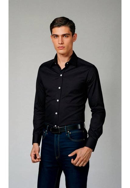 Camisa Para Hombre Manga Larga Negro Marca L&H Ref. 7Y101232