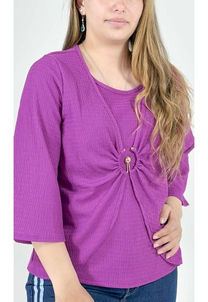 Blusa Para Mujer Manga 3/4 Morado Marca L&H