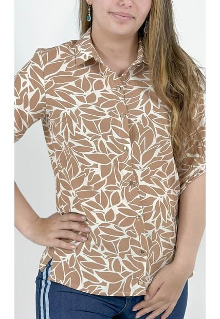 Blusa Para Mujer Manga 3/4 Caqui Marca L&H