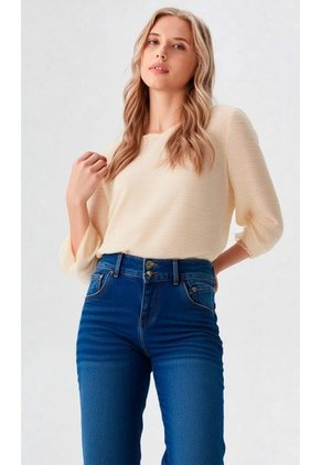 Blusa Para Mujer Manga 3/4 Beige Marca L&H Ref. 5P412277