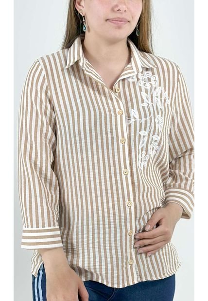 Blusa Para Mujer Manga 3/4 Beige Marca L&H