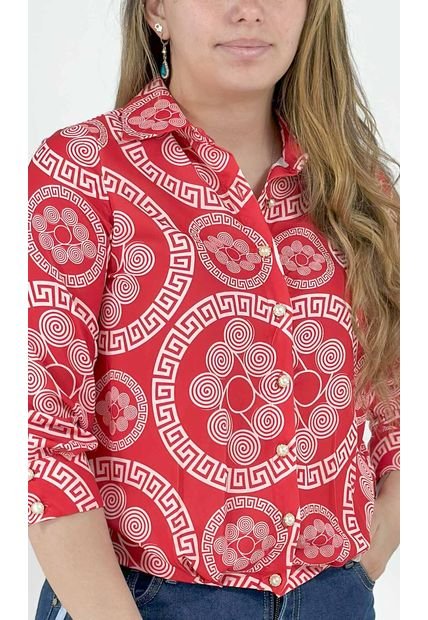 Blusa Para Mujer Manga 3/4 Rojo Marca L&H