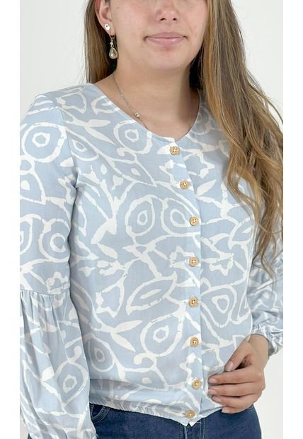 Blusa Para Mujer Manga 3/4 Azul Marca L&H