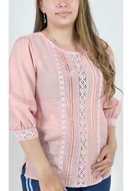 Blusa Para Mujer Manga 3/4 Rosado Marca L&H