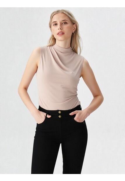 Camiseta Para Mujer Manga Sisa Beige Marca L&H