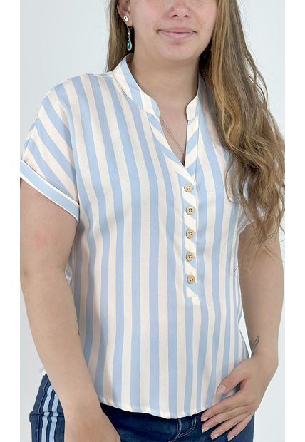 Blusa Para Mujer Manga Corta Azul Marca L&H