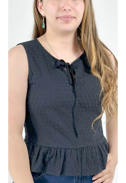 Blusa Para Mujer Manga Sisa Negro Marca L&H