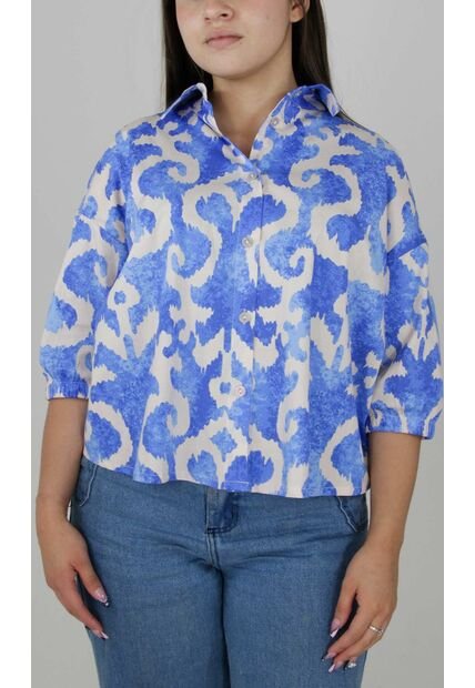 Blusa Para Mujer Manga 3/4 Azul Marca L&H