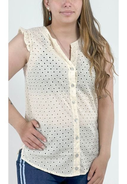 Blusa Para Mujer Manga Sisa Beige Marca L&H