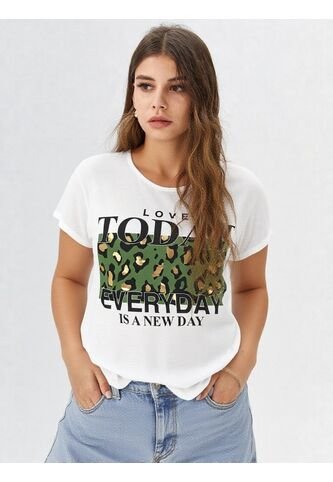 Camiseta Para Mujer Manga Corta Blanco Marca L&H L&H