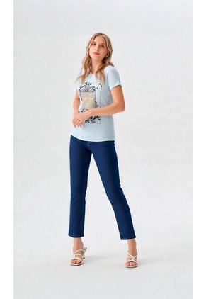 Camiseta Para Mujer Manga Corta Azul Marca L&H