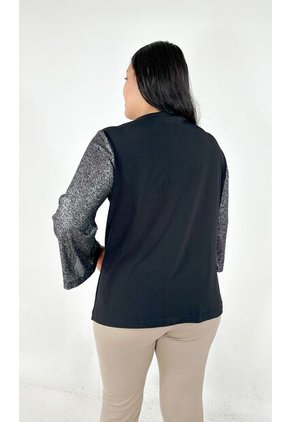 Camiseta Para Mujer. Manga 3/4 Negro Marca L&H Ref. 2J609082