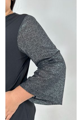 Camiseta Para Mujer. Manga 3/4 Negro Marca L&H Ref. 2J609082