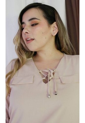 Blusa Para Mujer. Manga 3/4 Beige Marca L&H