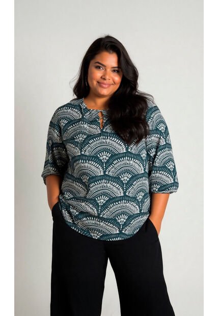 Camiseta Para Mujer. Manga 3/4 Verde Marca L&H Ref. 1F609181