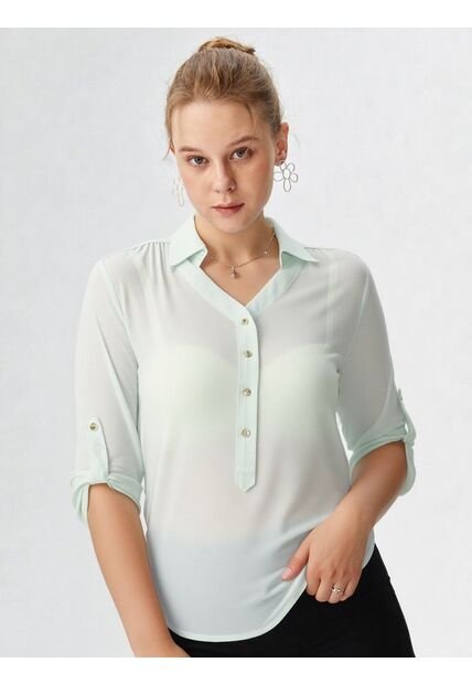 Blusa Para Mujer Manga 3/4 Verde Marca L&H Ref. 1F412457