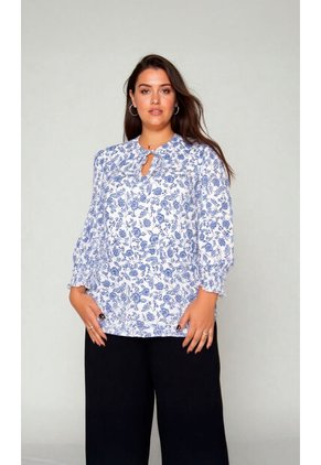 Blusa Para Mujer. Manga 3/4 Azul Marca L&H Ref. 1F612225