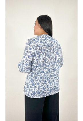 Blusa Para Mujer. Manga 3/4 Azul Marca L&H Ref. 1F612225
