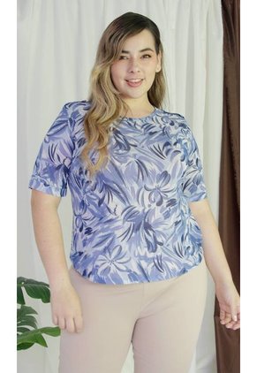 Camiseta Para Mujer. Manga Corta Azul Marca L&H