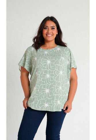 Blusa Para Mujer. Manga Corta Verde Marca L&H Ref. 1F612222 L&H