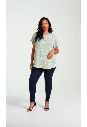 Blusa Para Mujer. Manga Corta Verde Marca L&H Ref. 1F612222