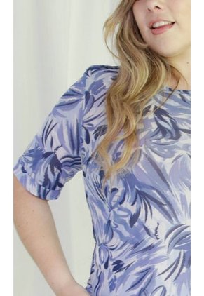 Camiseta Para Mujer. Manga Corta Azul Marca L&H