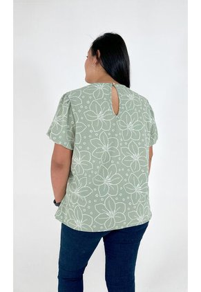 Blusa Para Mujer. Manga Corta Verde Marca L&H Ref. 1F612222