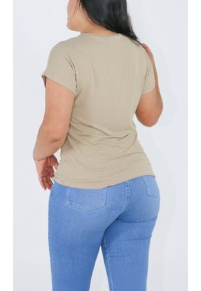 Camiseta Para Mujer Manga Corta Beige Marca L&H Ref. 5G409243