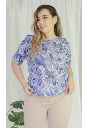 Camiseta Para Mujer. Manga Corta Azul Marca L&H